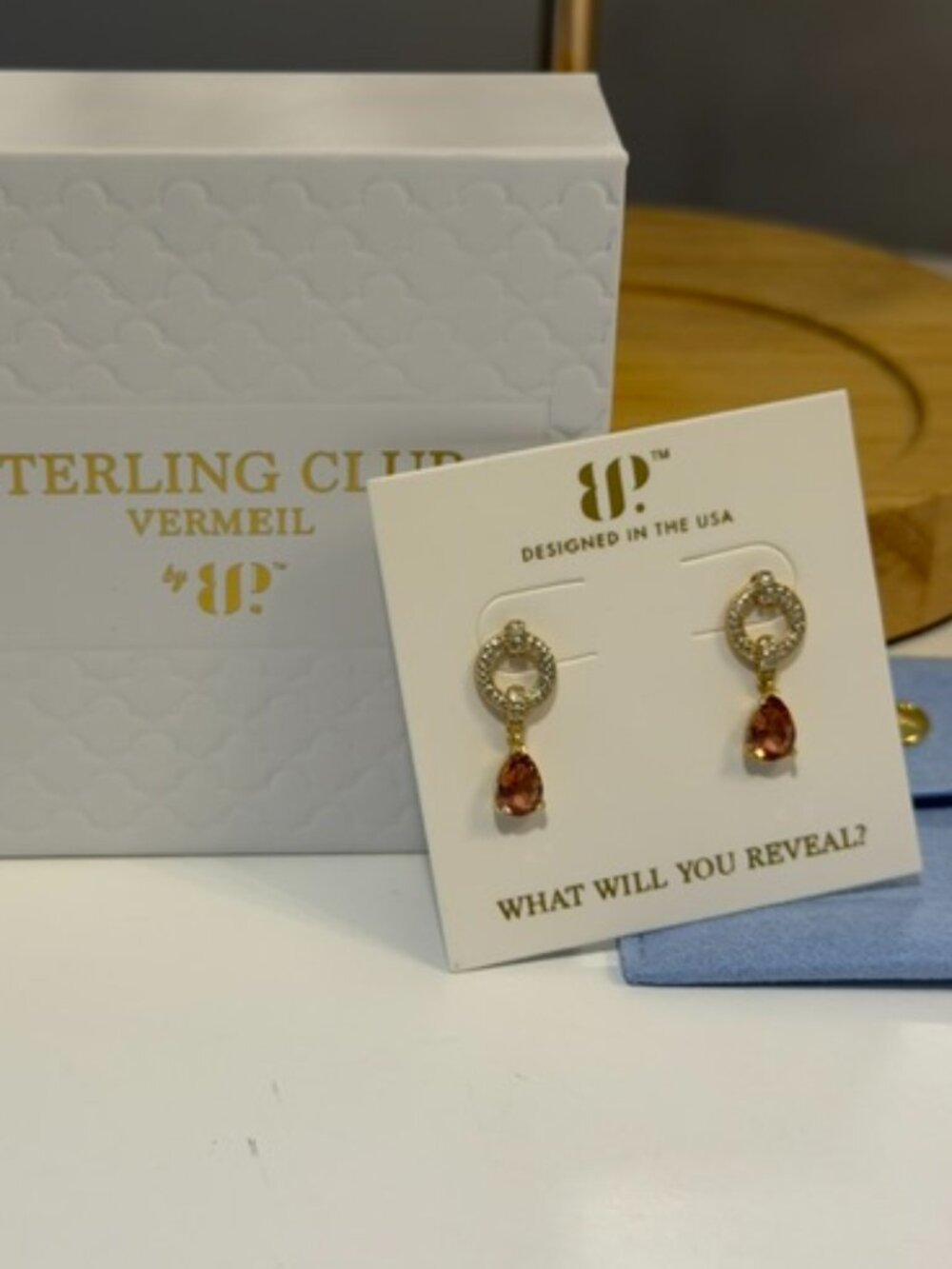 BP Bomb Party Sterling Club Vermeil "Classic Details" Earrings Rubellite NEW